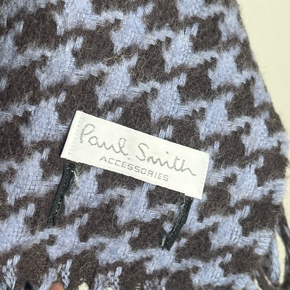 Paul Smith Chocolate houndstooth and lavender fringe scarf - Picture 4 of 6